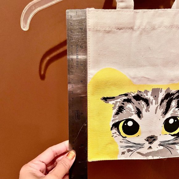 Meow Small Tote Canvas Bag Love the Cats Very Cute! - Picture 5 of 11